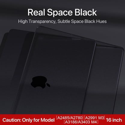 Soonjet Invisible Armor for MacBook Pro 16 inch Case 2024-2021 M4- M1 Pro/Max [Same as Bare] [Scientific Slim] A3403 A3186 A2991 A2780 A2485 Hard Shell Case Cover - Matte Clear (Space Black Clear)
