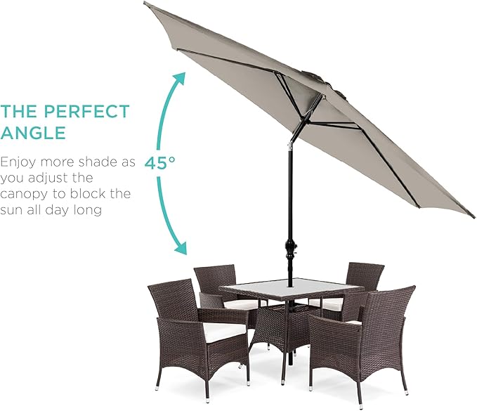 Best Choice Products 10ft Outdoor Table Compatible Steel Polyester Market Patio Umbrella w/Crank and Easy Push Button Tilt