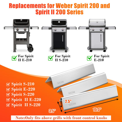 7635 38.9cm SUS304 Flavorizer Bars for Weber Spirit I & II 200 Series - E210, S210, E220, S220 with Front Control Knobs, 15.3 Inch Flavor Bars for Weber GS4 Spirit Grill