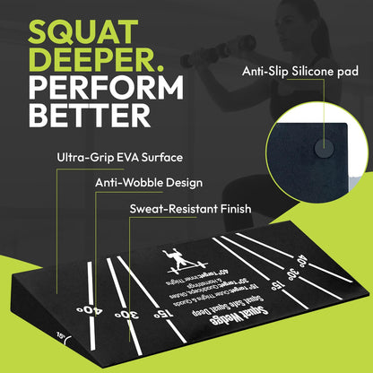 Squat Wedge Block – Non-Slip EVA Material Slant Board with 15°/30°/40° Angle Markings, 15° Heel-Elevated Incline Squat Wedge for Deep Squats & Calf Stretches (Gym, Home, Therapy & Yoga)