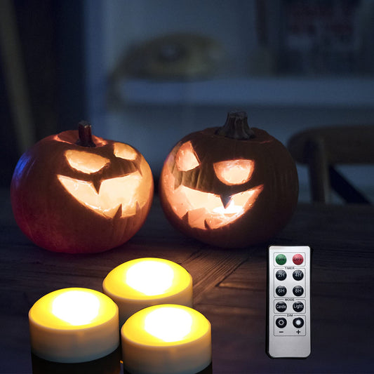 3 Pack Halloween Pumpkin Lights Battery Operated Flameless LED Lights with Remote/Timer Pumpkin Jack-O-Lantern Outdoor Pumpkin Decorations Home Decor, White Color