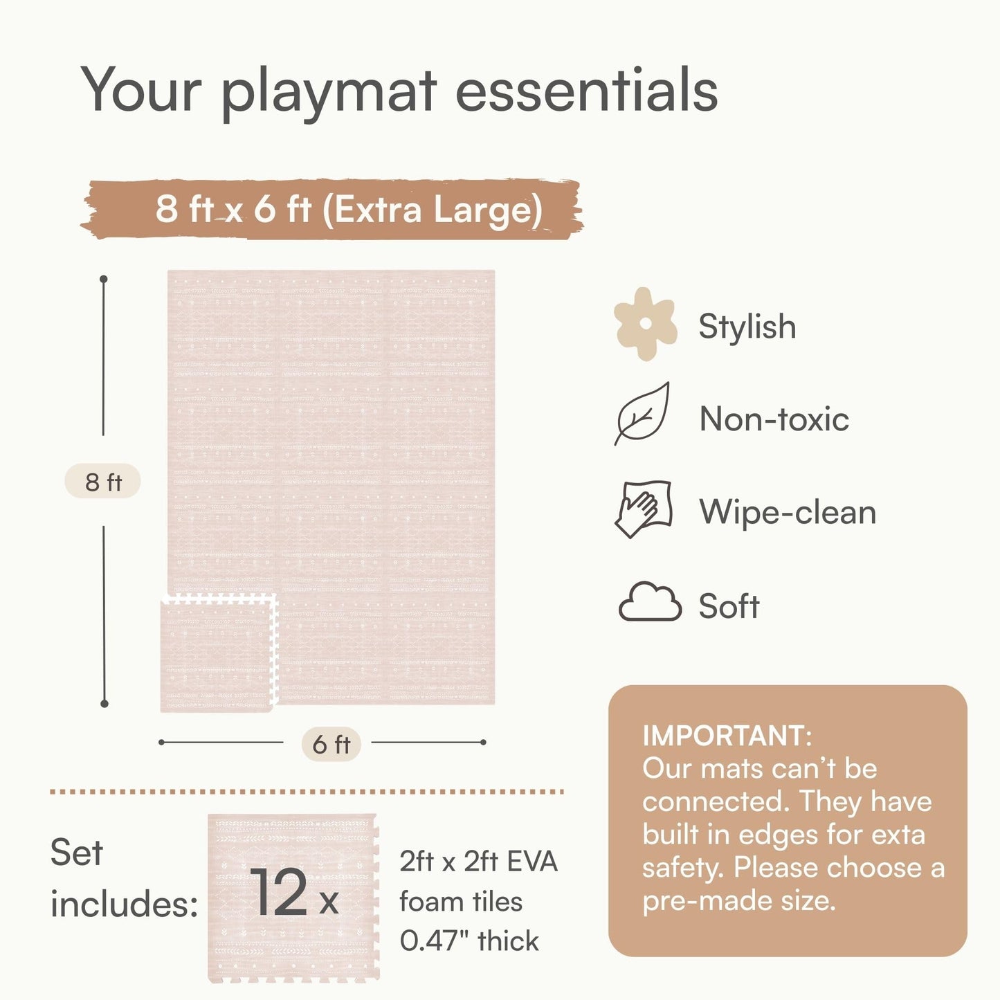 Lillefolk Baby Play Mat for Floor – 6x8ft Dusk | Soft Non Toxic Premium EVA Foam Tiles for Tummy Time, Crawling & Playroom – Waterproof Interlocking Floor Mat for Babies & Toddlers (12 Tiles)
