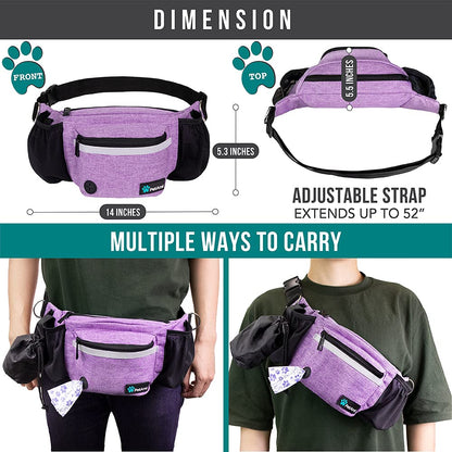 PetAmi Dog Fanny Pack, Treat Pouch for Dog Walking, Training, Built in Poop Bag Dispenser, Water Bottle Holder, Collapsible Bowl, Pet Treat Waist Belt for Hiking, Running, Kibbles (Camo Black)