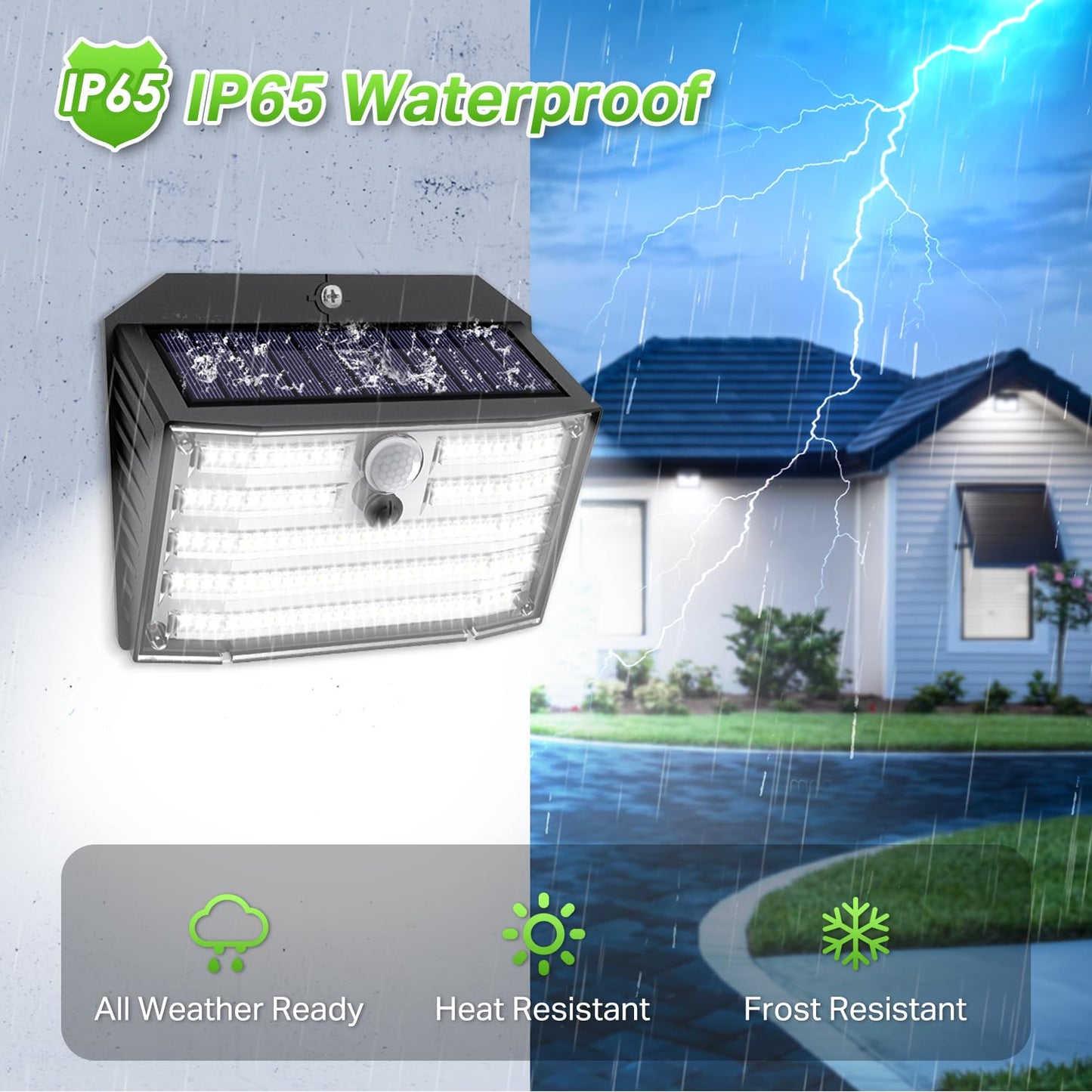 CLAONER Solar Lights Outdoor, Super Bright 126LED Solar Security Lights PIR Motion Sensor with 3 Lighting Modes, 270° Lighting Angle, Wireless IP65 Waterproof Wall Lights for Outside (6 Pack)