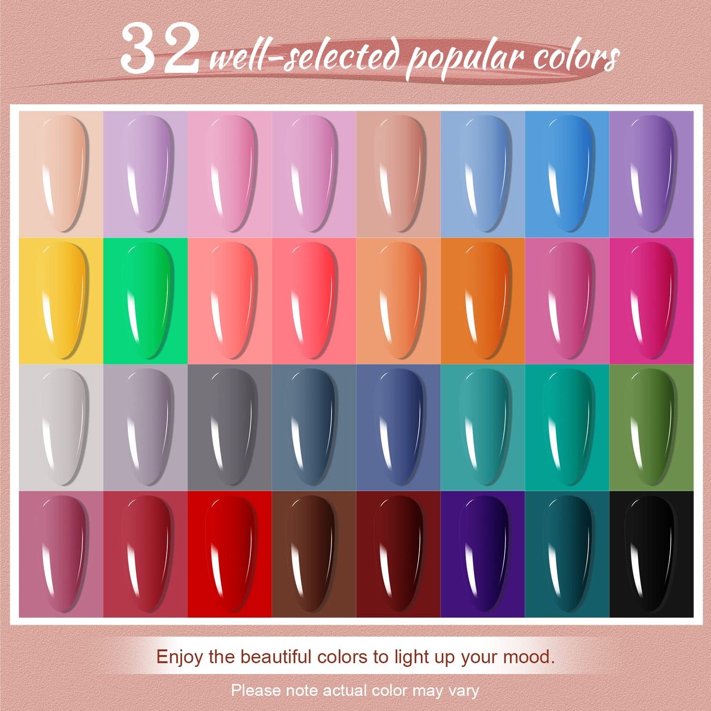 JODSONE Gel Nail Polish Kit with U V Light 32 Colors Gel Polish Nail + 4 Functional Adhesive Bottles Kit Soak Off Manicure Tools Gifts for Women