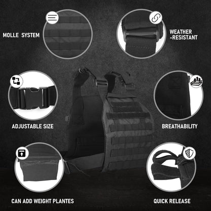 Miramrax Weighted Vest for Men and Women Weight Vests Adjustable Strength and Endurance Training Fitness Workouts Tactical Running Gym (Black)
