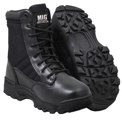 Mens MIG side zip & lace up Army Tactical Combat Boots (Black, UK9)