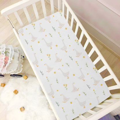 Burbuja Goose Bird Twig Crib Sheet for Boys Girls, Fitted Crib Sheet 28 x 52 in for Standard Crib & Toddler Bed Mattresses, Soft & Breathable