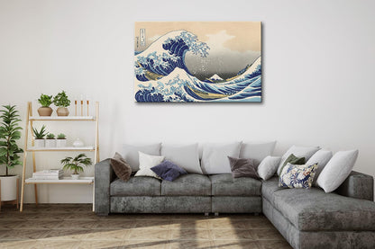 msspart The Great Wave off Kanagawa by Hokusai Canvas Wall Art Japanese Classic Artwork Painting Decor for Living Room Abstract Seascape Picture Print for Bedroom Office Home Decoration - 24"x36"