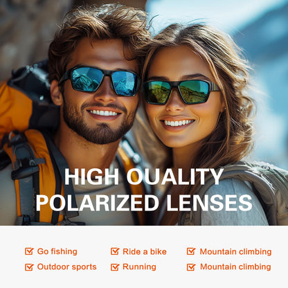 suoso Sports Polarized Sunglasses for Men: TR90 UV400 Protection Sun Glasses Womens Wrap Around Goggles for Drving Fishing Blue