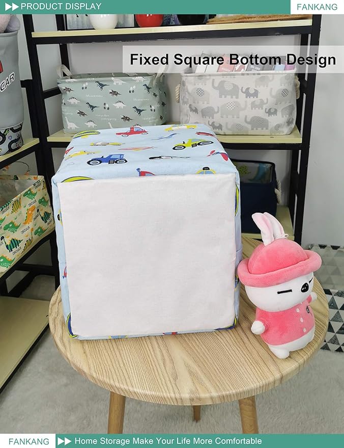 FANKANG Square Nursery Hamper Storage Bins Canvas Laundry Basket Foldable
