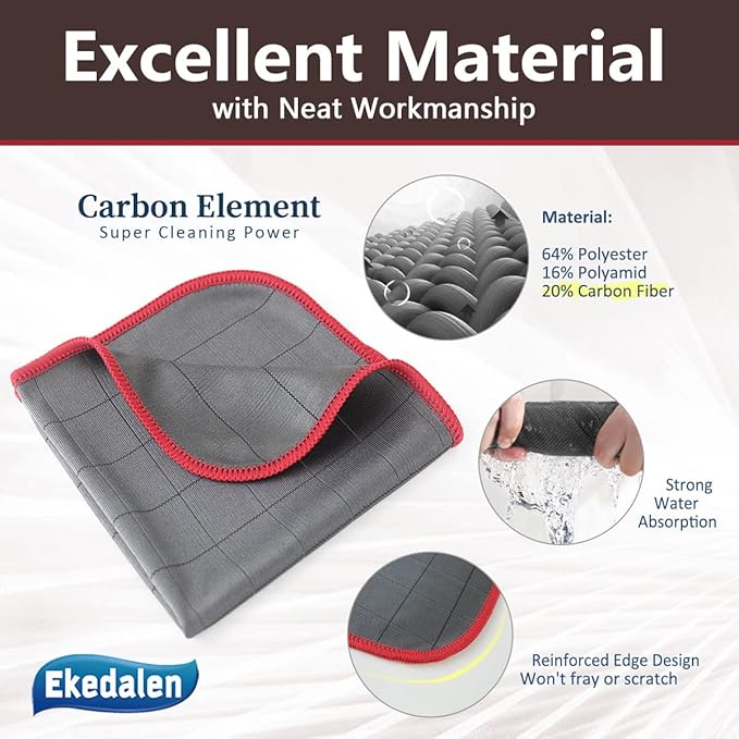 Lint Free Carbon Microfiber Cleaning Cloth Glass Window Polishing Streak Free