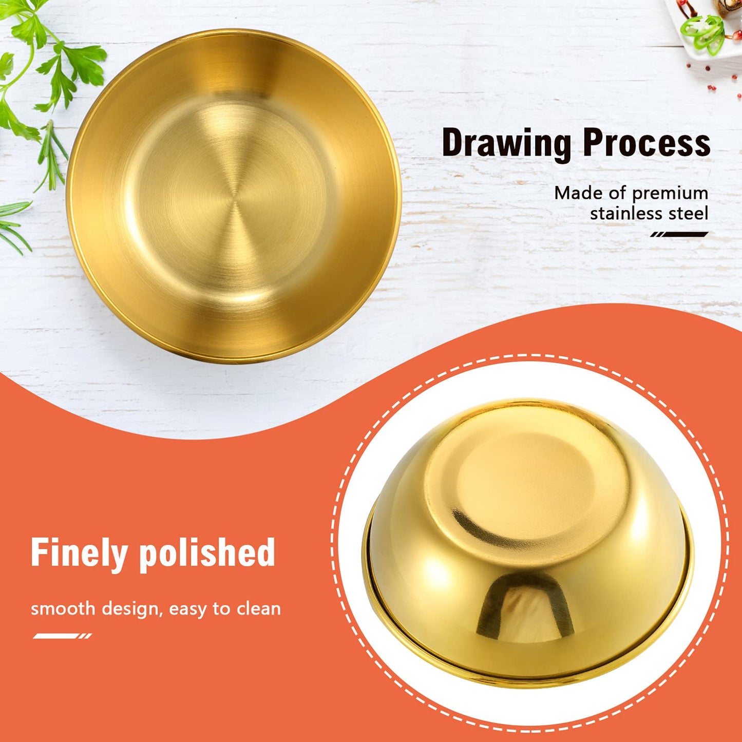 20pcs Golden Stainless Steel Sauce Dishes - Round Dipping Bowls for Condiments Seasoning Appetizers Stackable Mini Saucers for Kitchen Restaurant Sushi Restaurant 3.14 Inch