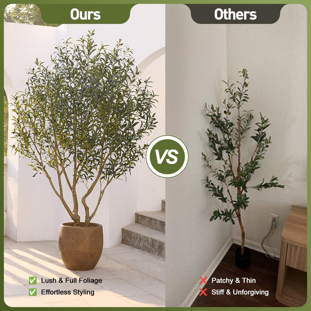 Verinatural Olive Tree Artificial Indoor 8ft - Large Fake Plants - Realistic Faux Olive Tree in Pot - Tall Artificial Plants for Home, Patio, Living Room, Office Decor,VN138