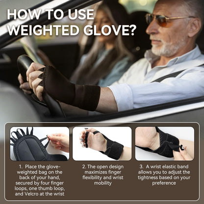 2 Pack Weighted Gloves for Tremors, Improved Hand/Wrist Mobility, Adjustable Hand Stability Aid for Parkinson's Patients, Writing Stability & Strengthening, Hand Grip Strength Trainer