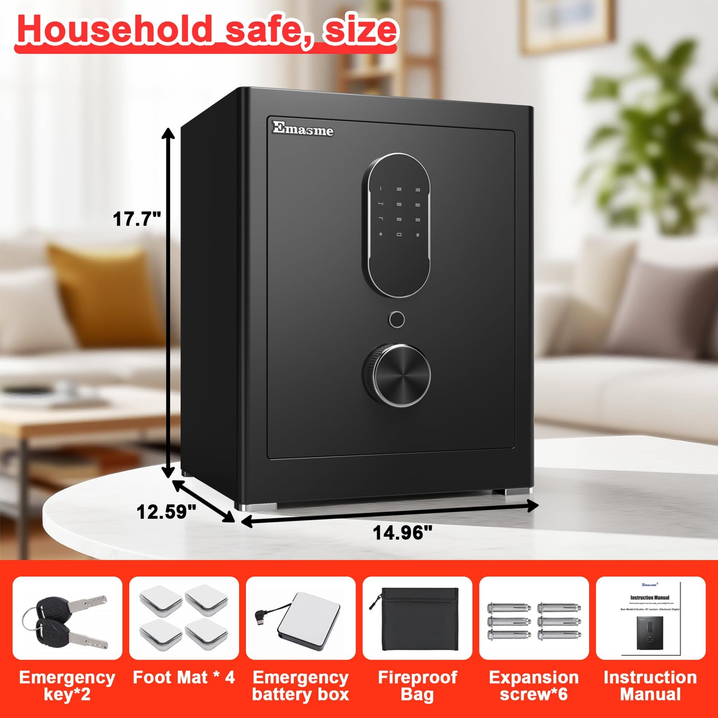Safe Box, Money Safe with Fireproof Waterproof Bag, Medium Size Safes with Digital Keypad, Dual Alarm System, Removable Shelf for Valuables & Cash (Upgrade 2.0 CUFT Digital