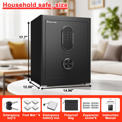 Safe Box, Money Safe with Fireproof Waterproof Bag, Medium Size Safes with Digital Keypad, Dual Alarm System, Removable Shelf for Valuables & Cash (Upgrade 2.0 CUFT Digital