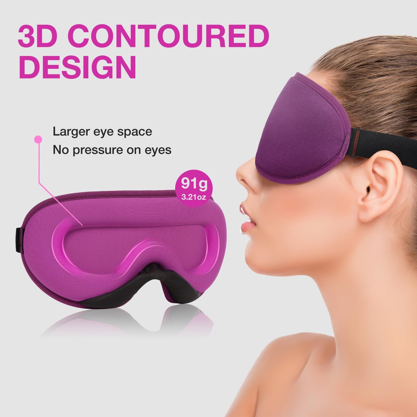 LYSIAN Sleep Eye Mask Men Women-3D Concave Comfortable Cooling Mask Blindfold for Adult Night Sleep Eyes Cover with Foam Ear Plugs for Sleeping, Yoga, Nap, Travel, Black