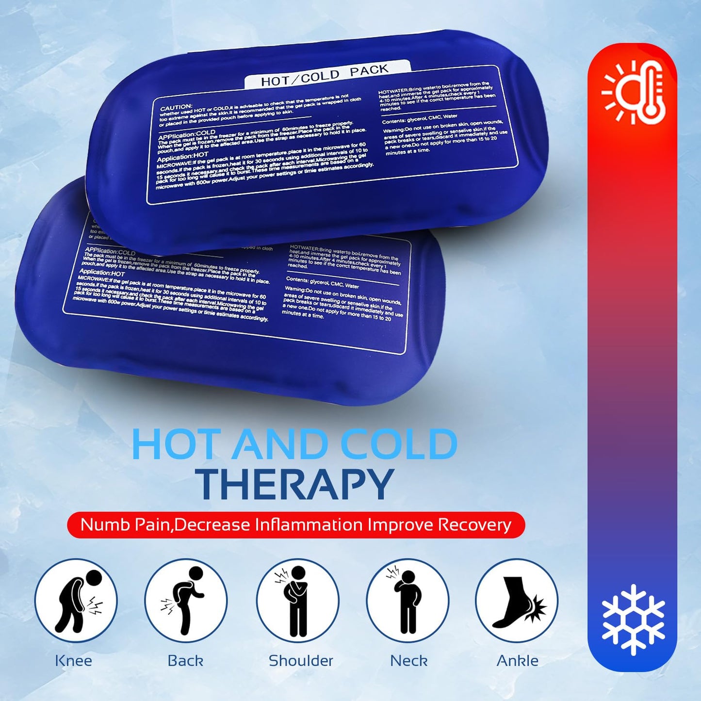 Ice Packs for Injuries Reusable (3-Piece Set) – Hot and Cold Ice Packs for Knee, Reusable Gel Wraps Support, Adjustable Ice Pack Pain Relief for Shoulders, Back Joints Muscles, Knees, Arms and Legs