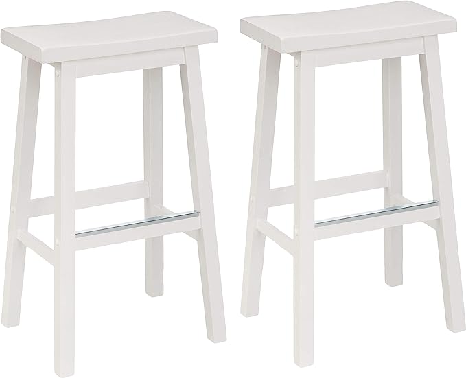 Amazon Basics Solid Wood Saddle-Seat Counter Height Bar Stools