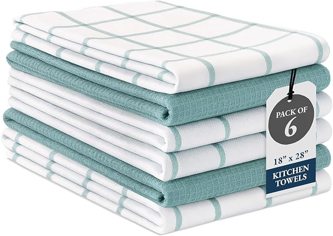 LANE LINEN Cotton Kitchen Towels and Dish Cloths Set, Quick-Drying Dish Towel