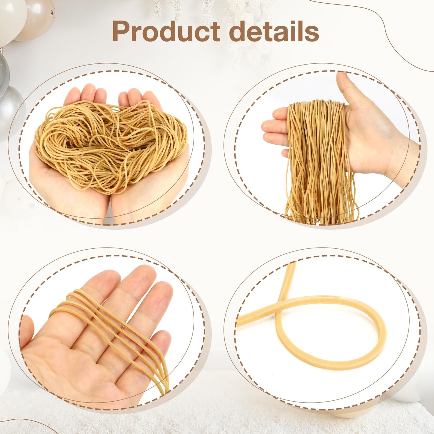 Nliyeisu Long Rubber Bands for Balloon Arch (260pcs) Size #117A Stretchy Elastic Ligas for DIY Wedding, Birthday & Shower Decorations - Large Elastic Bands for Office Supplies Trash Cans File Folders