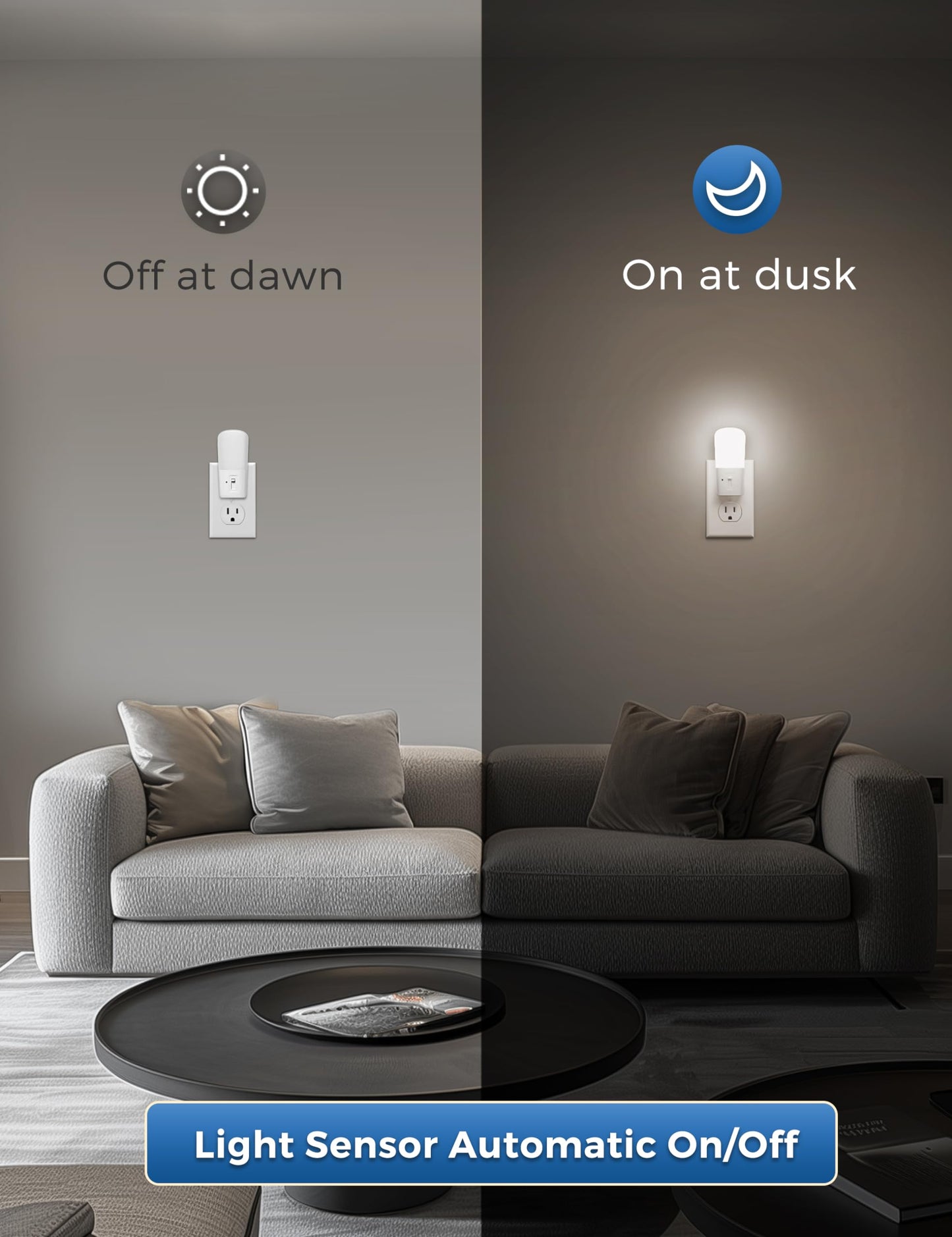 LOHAS Plug in Night Light, Dimmable LED Night Lights With Dusk to Dawn Sensor, Soft White 3000K Sleep Nightlight, Adjustable Brightness 5-80lm Mini Light for Nursery Kids Room Hallway Kitchen, 2 Pack