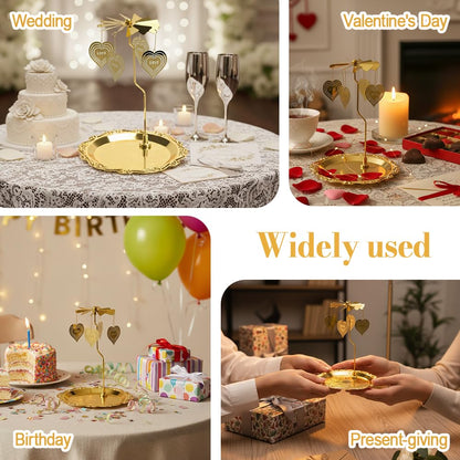 Candlestick Holders,Spinning Candle Holder with Tray for Wedding Valentine's Day Table Centerpiece Party Decor