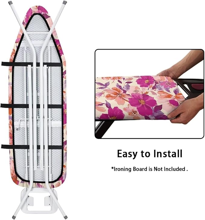 Floral Painting Ironing Board Cover Elastic Edge Heavy Duty Iron Pad Covers