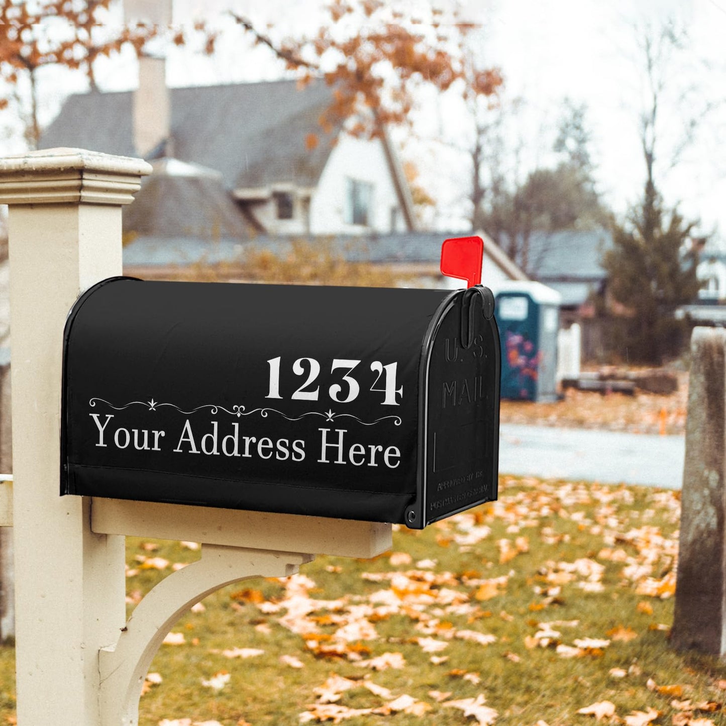 Harooni Personalized Custom Mailbox Covers Magnetic Standard Size 25.5x21 Inch Custom Numbers Street Mailbox Wraps Customized House Address Numbers Post Letter Box Cover for Home Gadern Decor