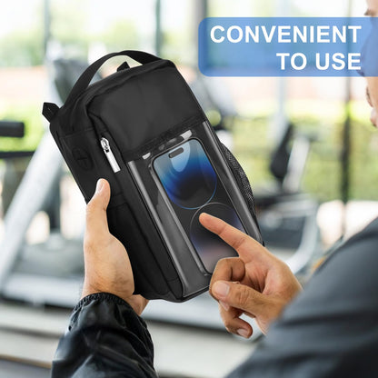 DZ Duozhan Magnetic Gym Bag with Clear Phone Window – Strong Magnetic Water Bottle Holder & Hands-Free Workout Bag – Secure Attachment to Equipment – Ideal for Gym, Running, Travel