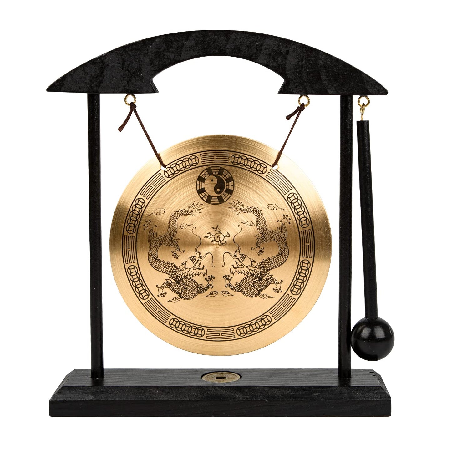 Mose Cafolo Zen Art Brass Feng Shui Desktop Gong for Home Office Table Decor Collectible Figurines