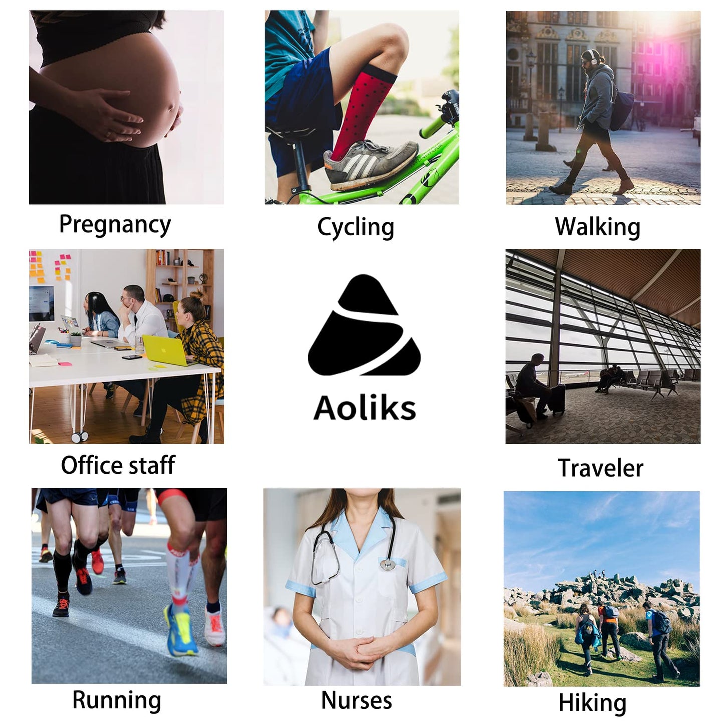 Aoliks 4 Pairs Copper Compression Socks for Women & Men 15-20 mmHg,Best Support for Nurses Running Hiking