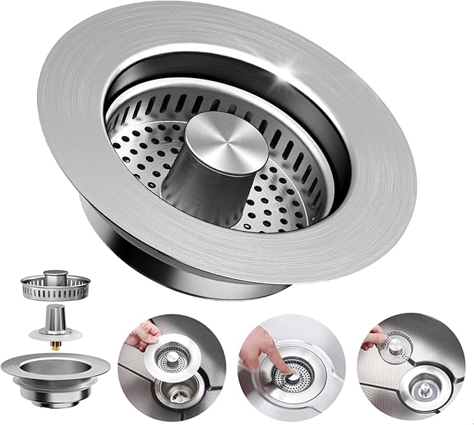 3-in-1 Kitchen Sink Drain Strainer