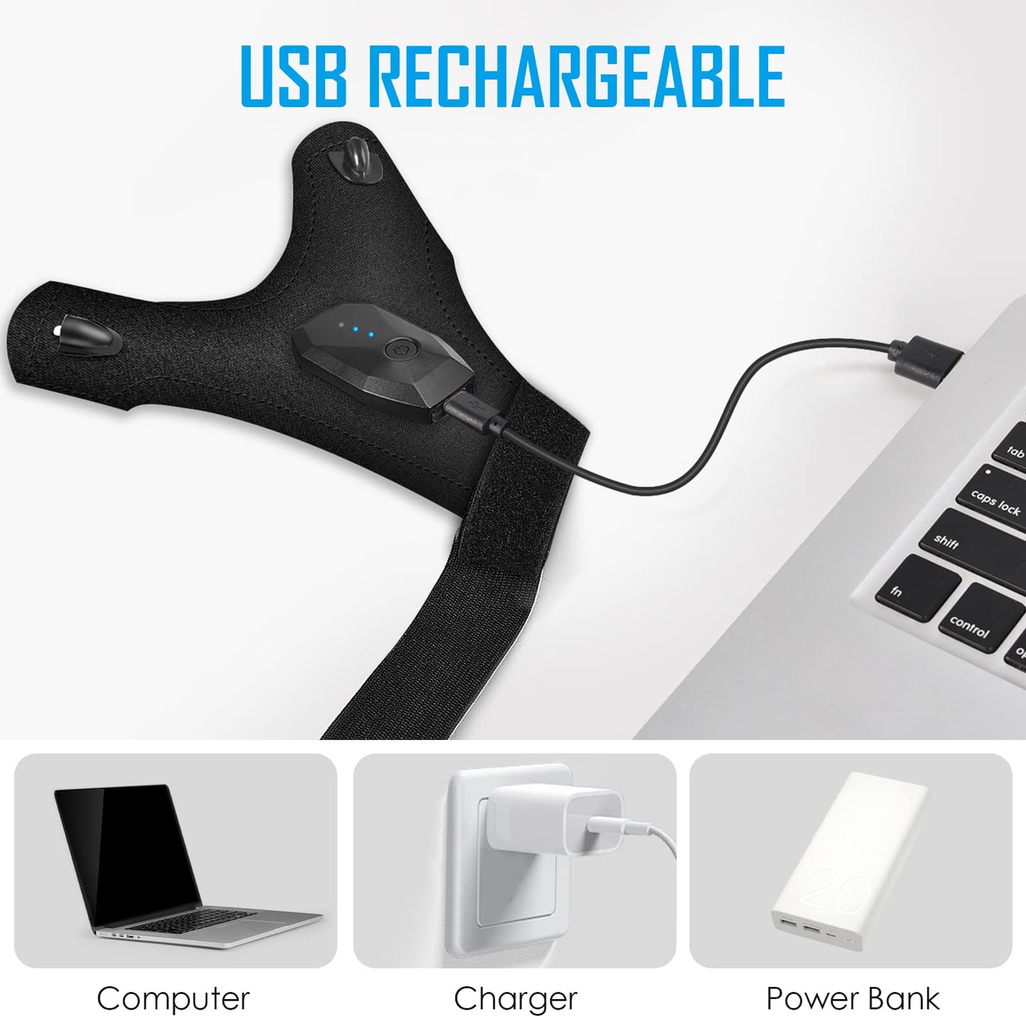 LED Rechargeable Flashlight Gloves - Stocking Stuffers for Adults, Cool Gadgets and Fishing Gifts for Dads and Men Who Have Everything