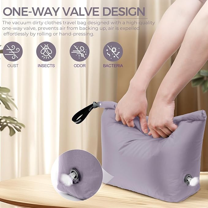 Travel Laundry Bag, Vacuum Compression Dirty Clothes Travel Bag Waterproof Wet