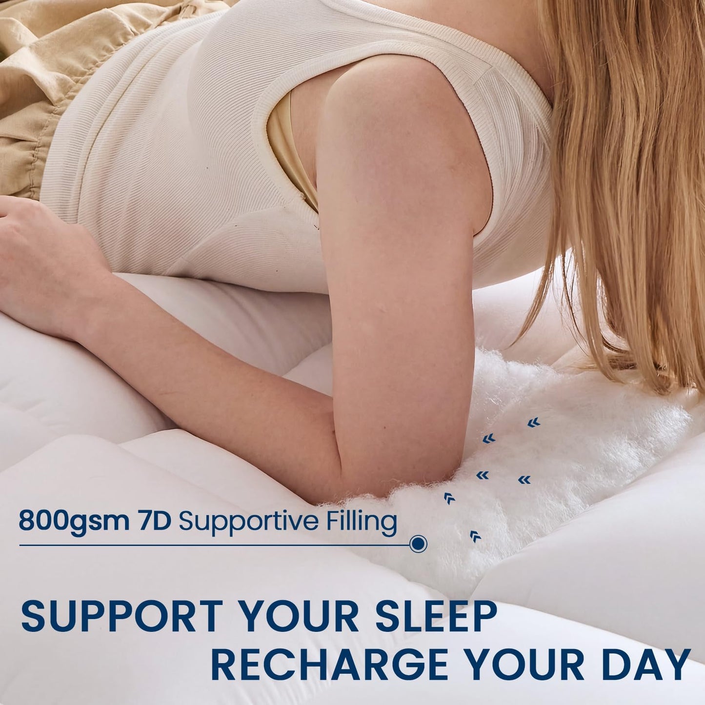 YUGYVOB Queen Mattress Topper Extra Thick, Cooling, and Breathable Mattress Pad 8-21" Deep Pocket Soft Down Alternative Fill