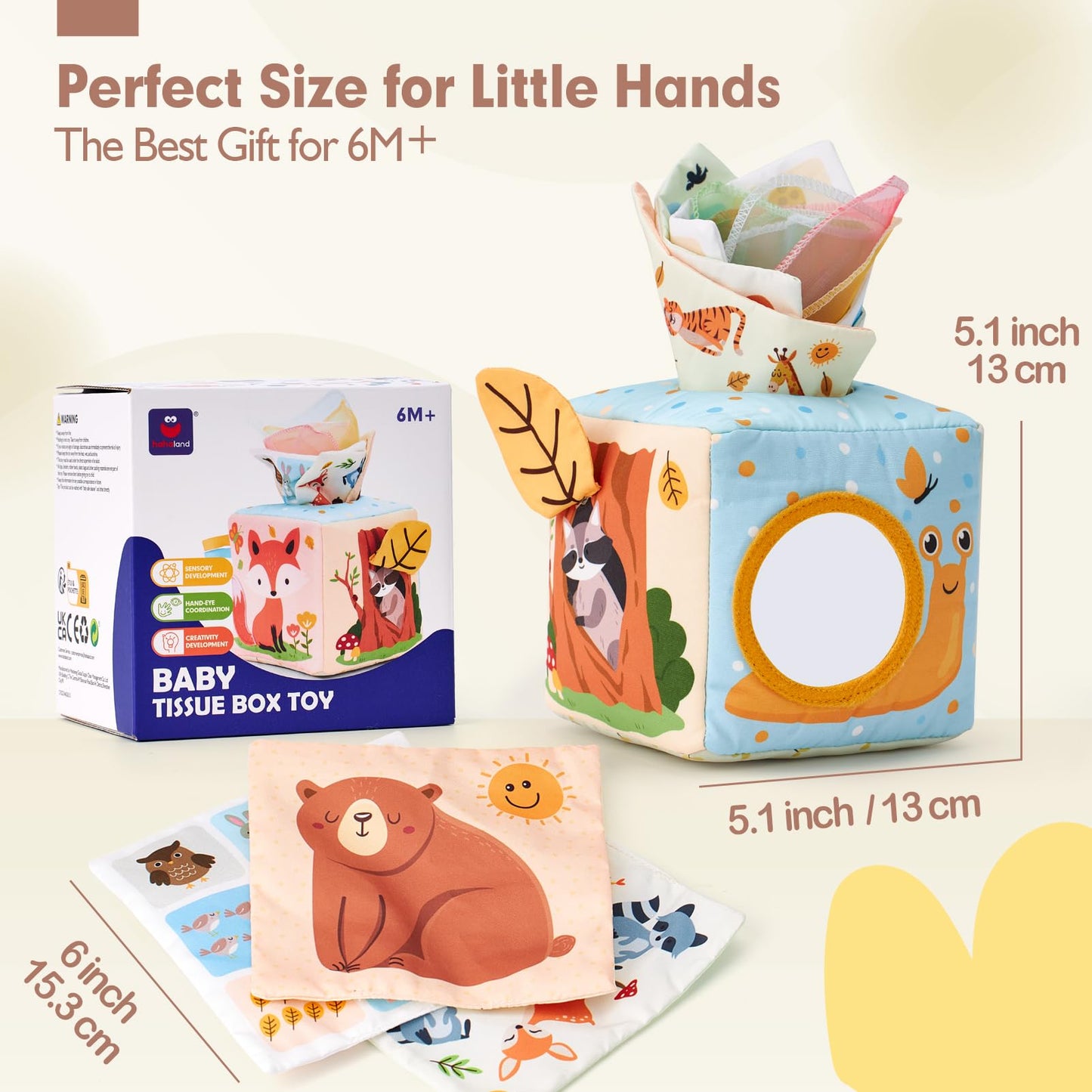 hahaland Baby Tissue Box Toy Sensory Toys for 6 Month Old Baby Toys 6-12 Months Must Haves - Baby Toys for Boy Girl Christmas Shower Gifts