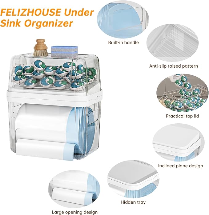 2-in-1 Trash Bag Holder Laundry & Dishwasher Pods Container, Garbage Bag
