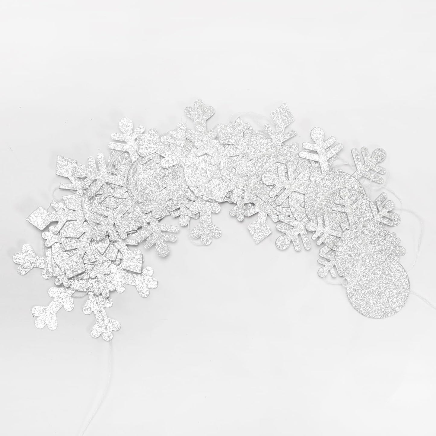 Snowflake-Snow White-Silver Christmas Party-Decoration Garland - 52Ft Winter Wonderland Frozen Hanging Paper Streamers,Birthday New Year Supplies Decor Lasting Surprise