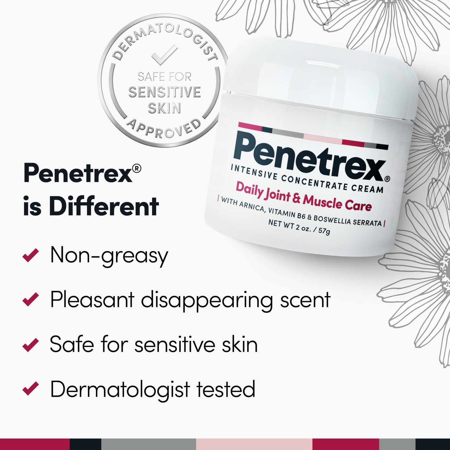 Penetrex Joint & Muscle Therapy - Soothing Muscle Rub for Back, Neck, Hands, Feet - Premium Whole Body Rub with Arnica, Vitamin B6 MSM & Boswellia - Non-Greasy 2oz Cream