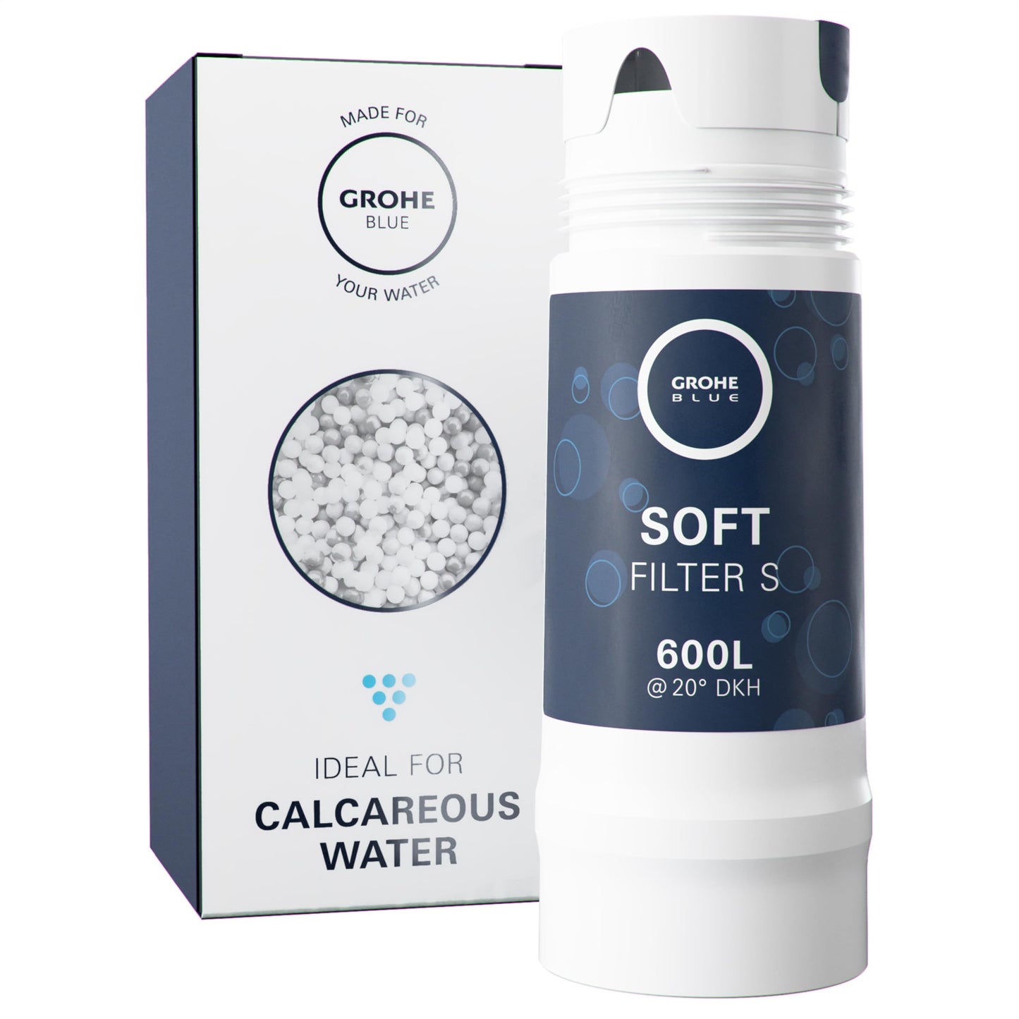 GROHE Blue S-Filter Cartridge - Replacement Filter for Blue and Red Water Systems for Fresh Filtered Water, Reduces Limescale and Heavy Metals, Capacity 600 Litre, 40404001