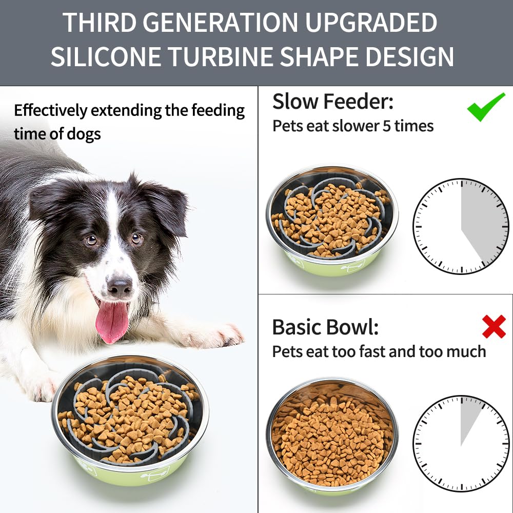 Slow Feeder Dog Bowls Insert,Third Generation upgradedSuper Firm Eating Bowl（Cuttable） for Large Breed and Medium Small Size Compatible with Regular Elevated Metal Glass Dog Bowl (Gray) (Grey)
