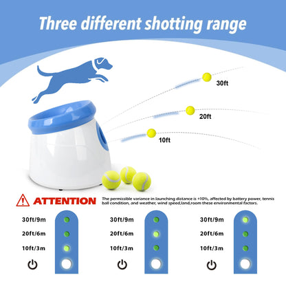 Pet Prime Automatic Dog Ball Launcher, Dog Ball Thrower with 10-30 Ft Launch Distance, Interactive Puppy Pet Fetch Toy, Mini Ball Throwing Machine for Small and Medium Dogs, With 3 PCS 2" Tennis Balls