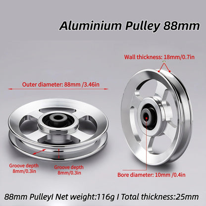 Gueiddi Aluminum Pulley for Home Gym, Load Capacity Sealed Bearing Pulley System, Quiet & Smooth Replacement Gym Pulley Wheel for Cable Machine, LAT Pulldown, Weight Equipment (1, Blue, 88-90mm)