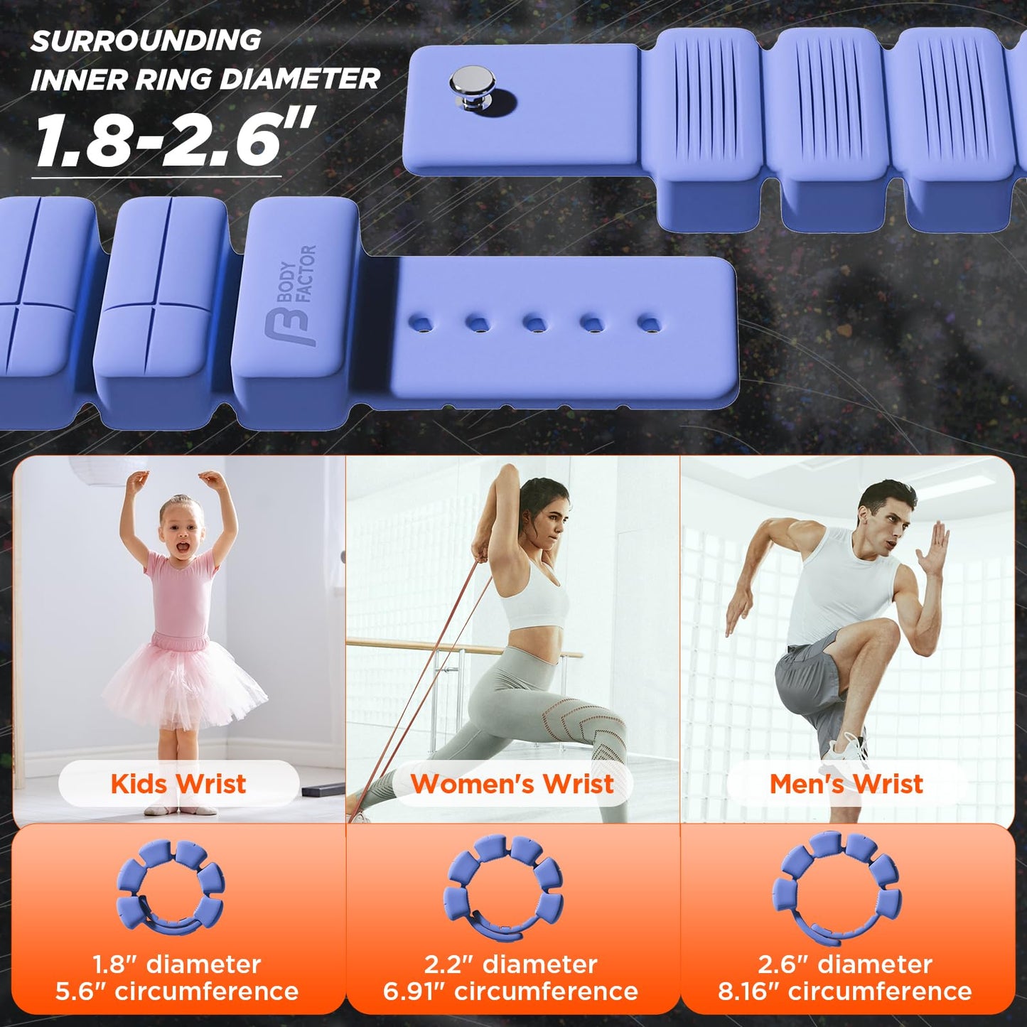 Ankle Weights, Wearable Silicone Wrist Weights, Adjustable Size for Women and Men, Gym Workout, Walking, Running, Dance, Aerobics, Yoga and Pool Exercises Set of 2 (1 lb each)