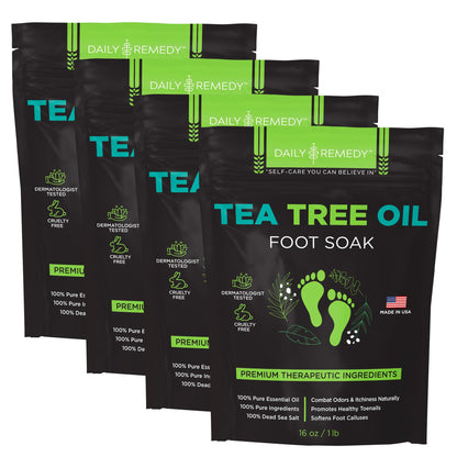 Tea Tree Oil Foot Soak with Epsom Salt - Made in USA - 16 Ounces