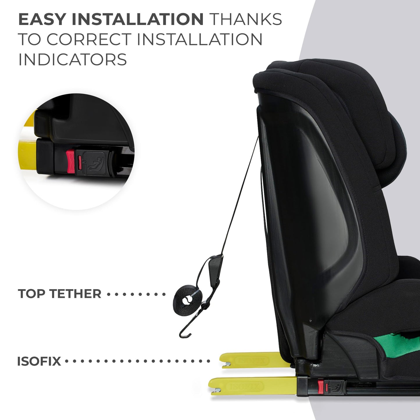 Kinderkraft Safety FIX2 I-Size 76-150 cm Car Seat, 15 Months - 12 Years, Booster Child Seat, Isofix, Top Tether, Adjustable Headrest, Group 1-2-3, 5-Point Safety Harness, Modular Insert, Black