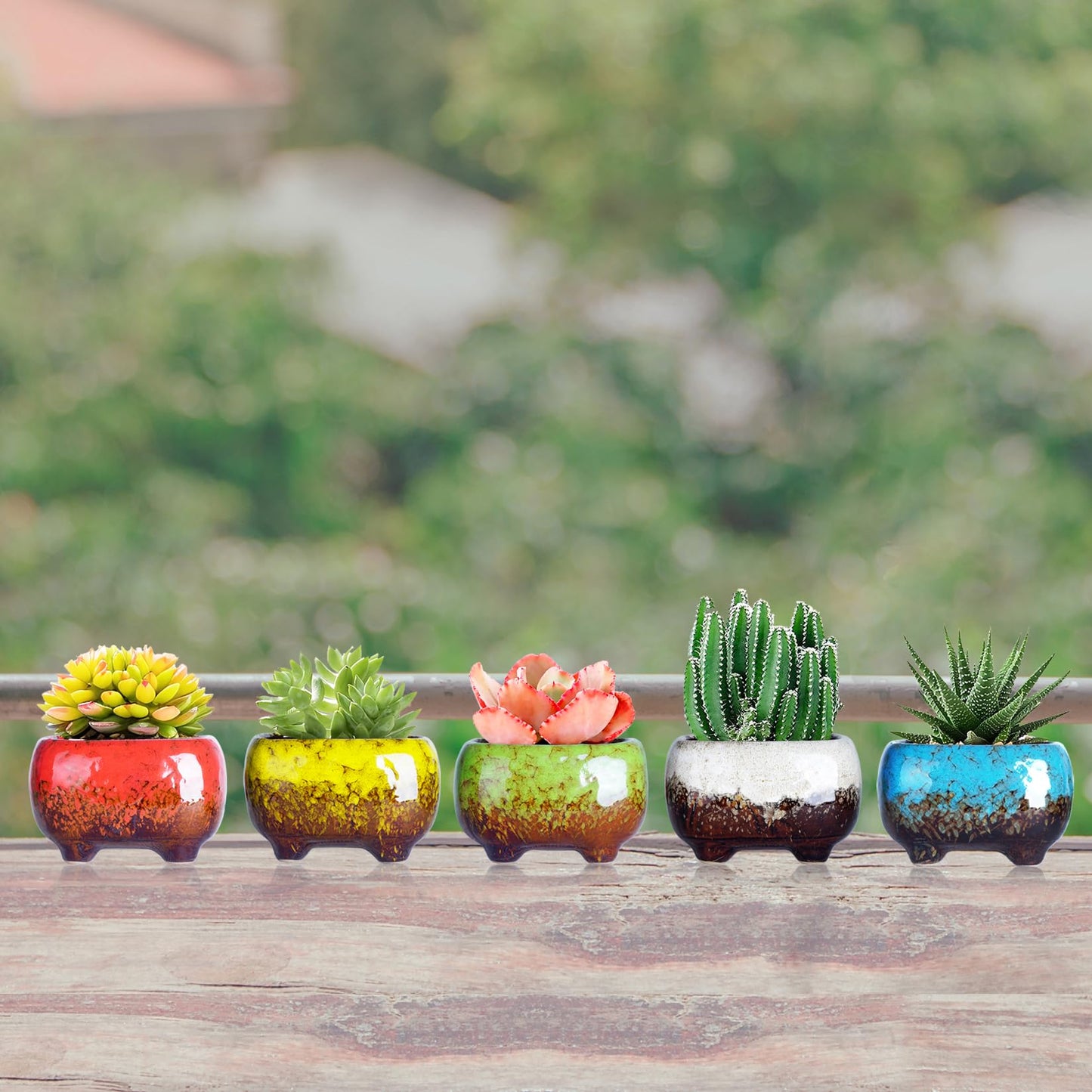ARTKETTY Succulent Pots - 4.7 Inch Small Succulent Planter Pots with Drainage Hole Ceramic Flower Pots for Indoor Cactus Plants Pack of 5
