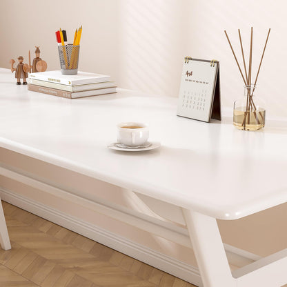 OSCHF Solid Wood Study Desk - 63" Double Long Computer Table for Home Office, 2-Person PC Workstation, White